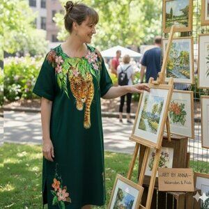 3D painted Art to Wear Jungle Leopard Animal Print Mini Dress, Tunic Top Artsy